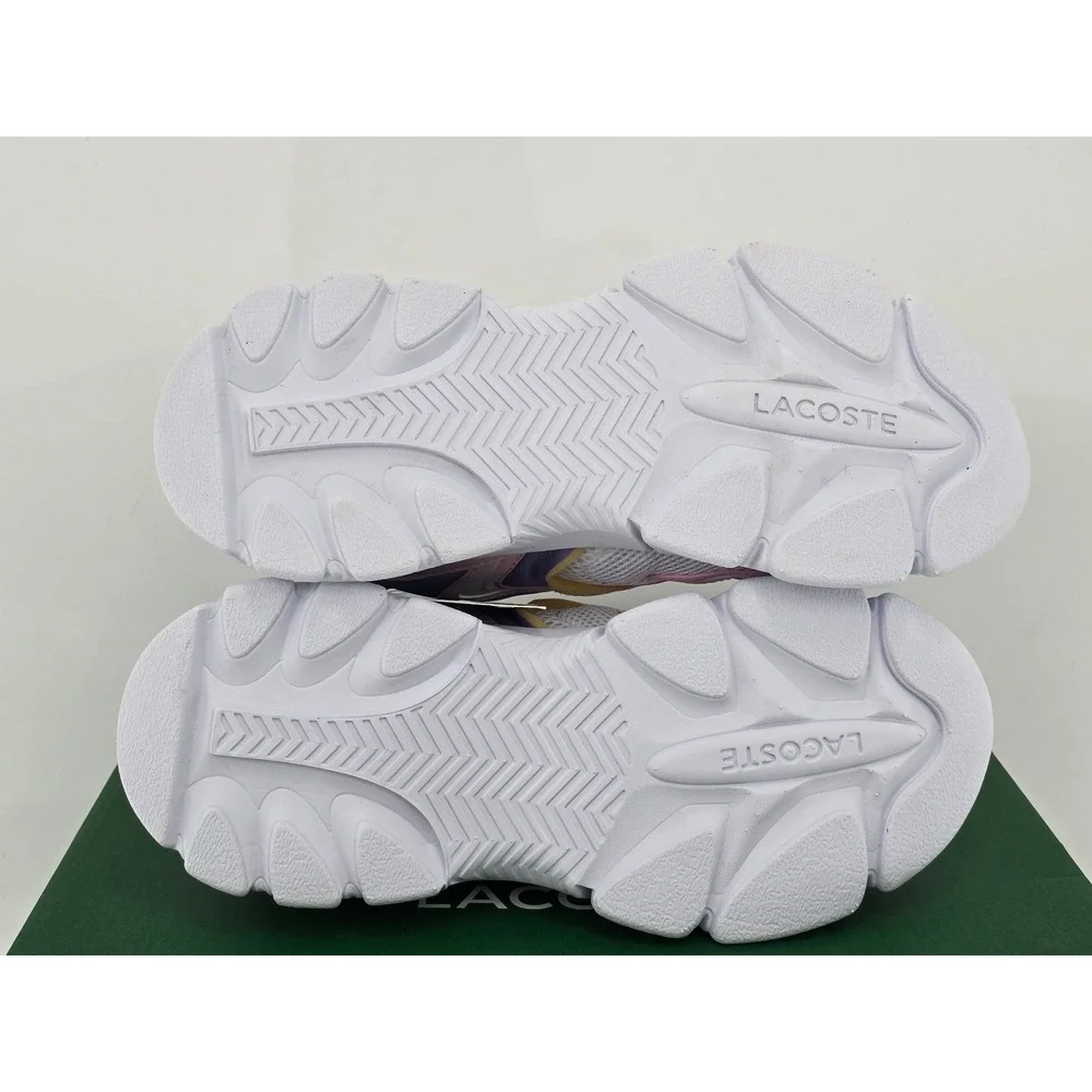 Lacoste L003 Neo 225 6 SUJ Kids Size 3 Pink Purple White Sneakers - New